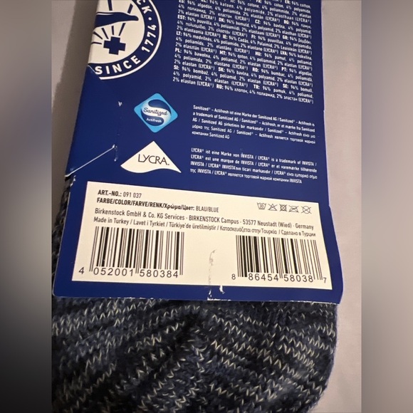 BIRKENSTOCK ROMA Sz US 8-11 EU 39-42 Blue Heather Pair 94% Cotton Women's Socks - Picture 5 of 7